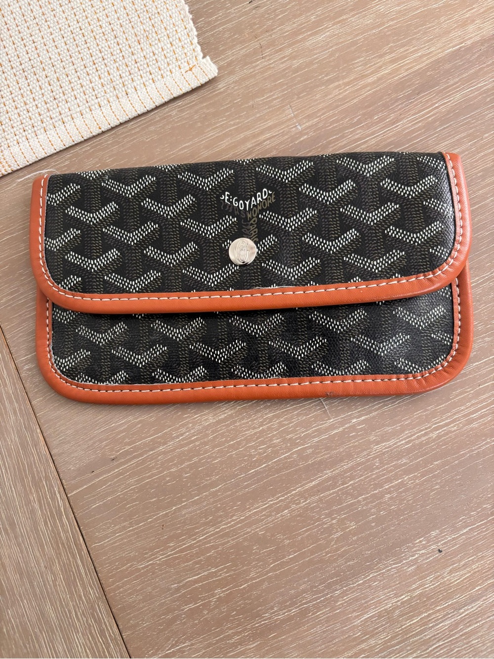 Goyard Black Coated Canvas Wallet with Brown Trim